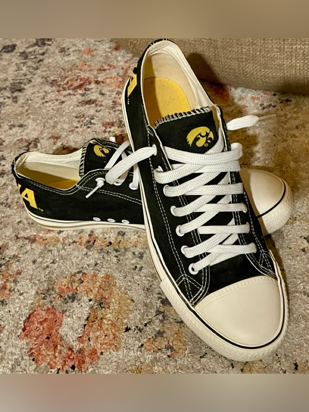 Black Converse-Style Low Top Sneakers with Yellow Logo
